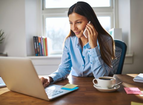 Woman on annual review call
